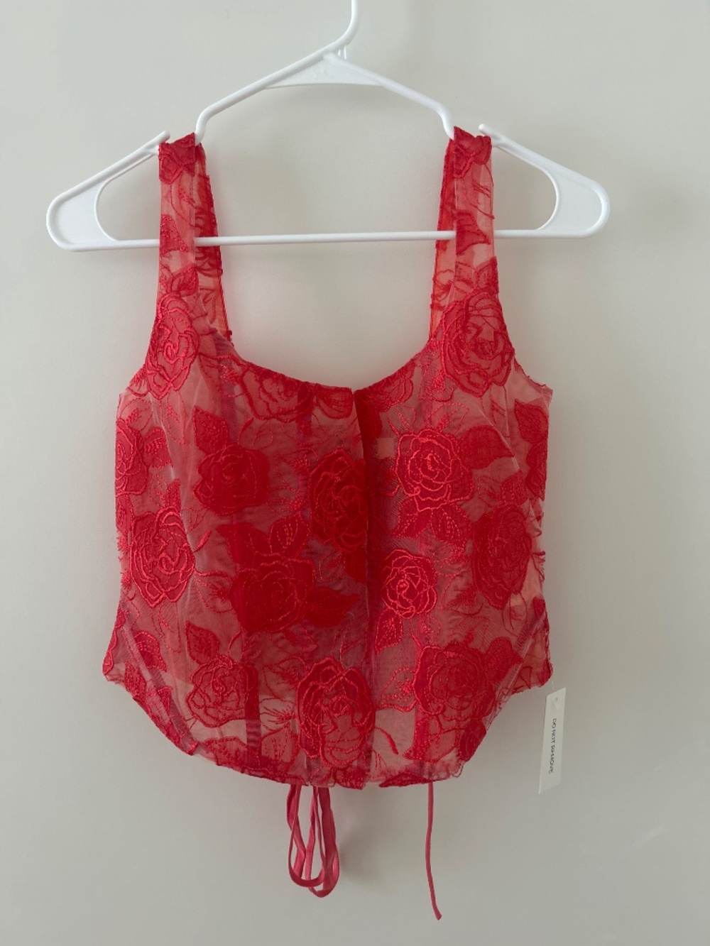 NEW For Love & Lemons Embroidered Roses Corset Top M / Red - Picture 4 of 7